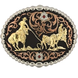 Montana Silversmiths Tri Color Team Roper Attitude Multicolored Belt Buckle