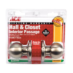 Ace Ball Satin Nickel Passage Lockset 1-3/4 in.
