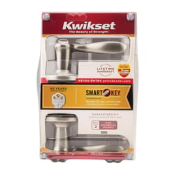 Kwikset SmartKey Tustin Satin Nickel Entry Door Knob KW1 1-3/4 in.