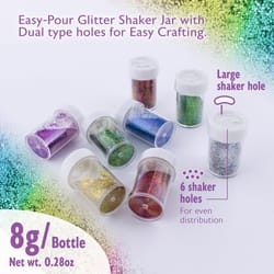 Bazic Products Assorted Primary Glitter Shaker Exterior and Interior 1.12 oz