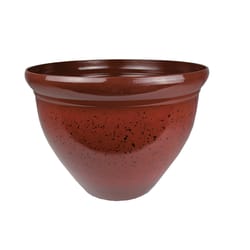 HC Companies Pizzazz 6.75 in. H X 9 in. D Polyresin Glaze Planter Warm Red