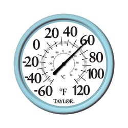 Taylor Round Dial Thermometer Plastic Blue 13.25 in.
