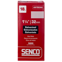 Senco 1-1/4 in. L X 18 Ga. Straight Strip Galvanized Brad Nails 5000 pk