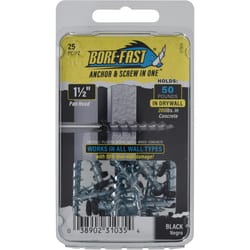 HILLMAN Bore-fast 3/16 in. D X 1-1/2 in. L Steel Pan Head Screw and Anchor 25 pc