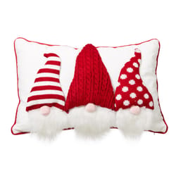 Glitzhome Red/White 3D Knitted Gnome Throw Pillow 12 in.
