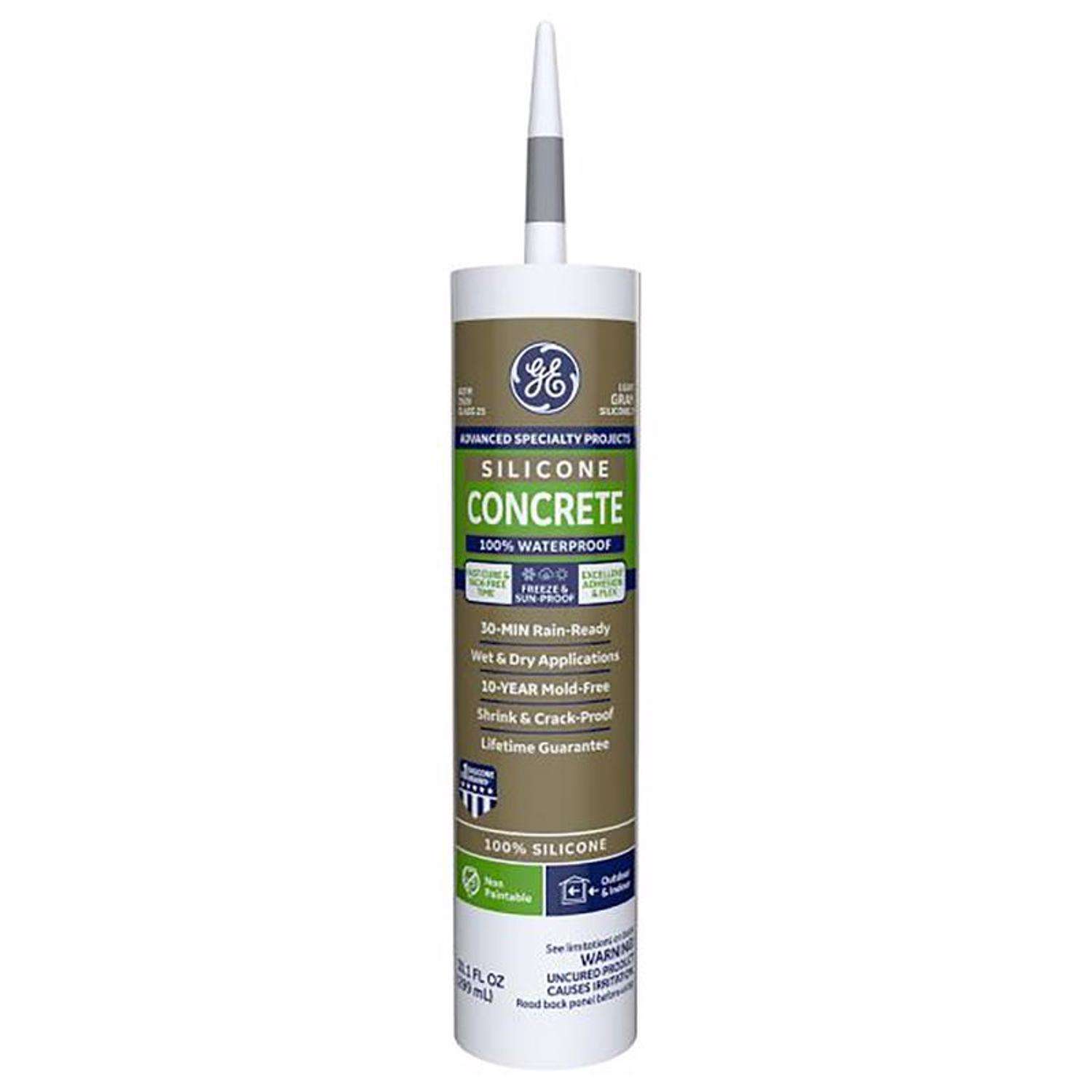 GE Advanced Light Gray Silicone 2 Concrete and Masonry Caulk Sealant 10