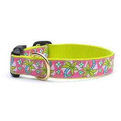 Up Country Pink Palms Nylon Dog Collar Small