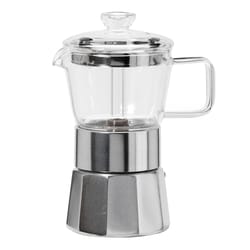 OGGI 4 oz Clear/Silver Borosilicate Glass Moka Espresso Pot Tea Cup and Tea Pot 3.23 in. D 1 pc