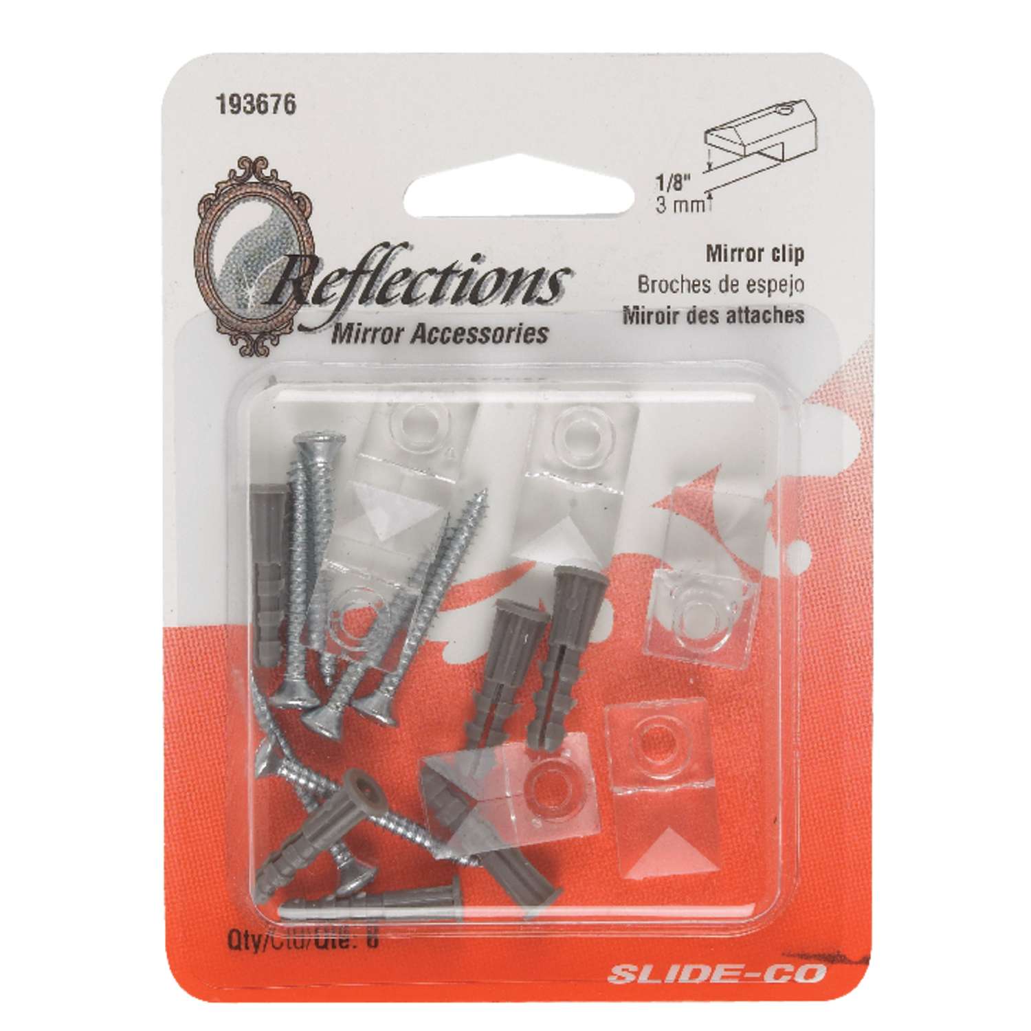 PrimeLine Plastic Coated Clear Acrylic Mirror Holder Clip 20 lb. 6 pk Small Ace Hardware