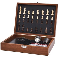 Mad Man Night Card Flask and Check Game Set Muticolored