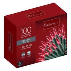 Celebrations Red Incandescent Mini Red 100 ct String Christmas Lights 20 ft.