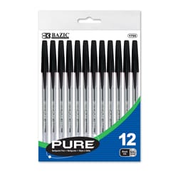 Bazic Products Pure Black Ball Point Pen 12 pk