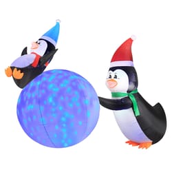 Occasions LED Blue Penguins and Snowball 6 ft. Inflatable