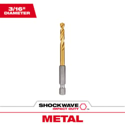 Milwaukee Shockwave 3/16 in. X 3.00 in. L Titanium Red Helix Drill Bit Hex Shank 1 pc