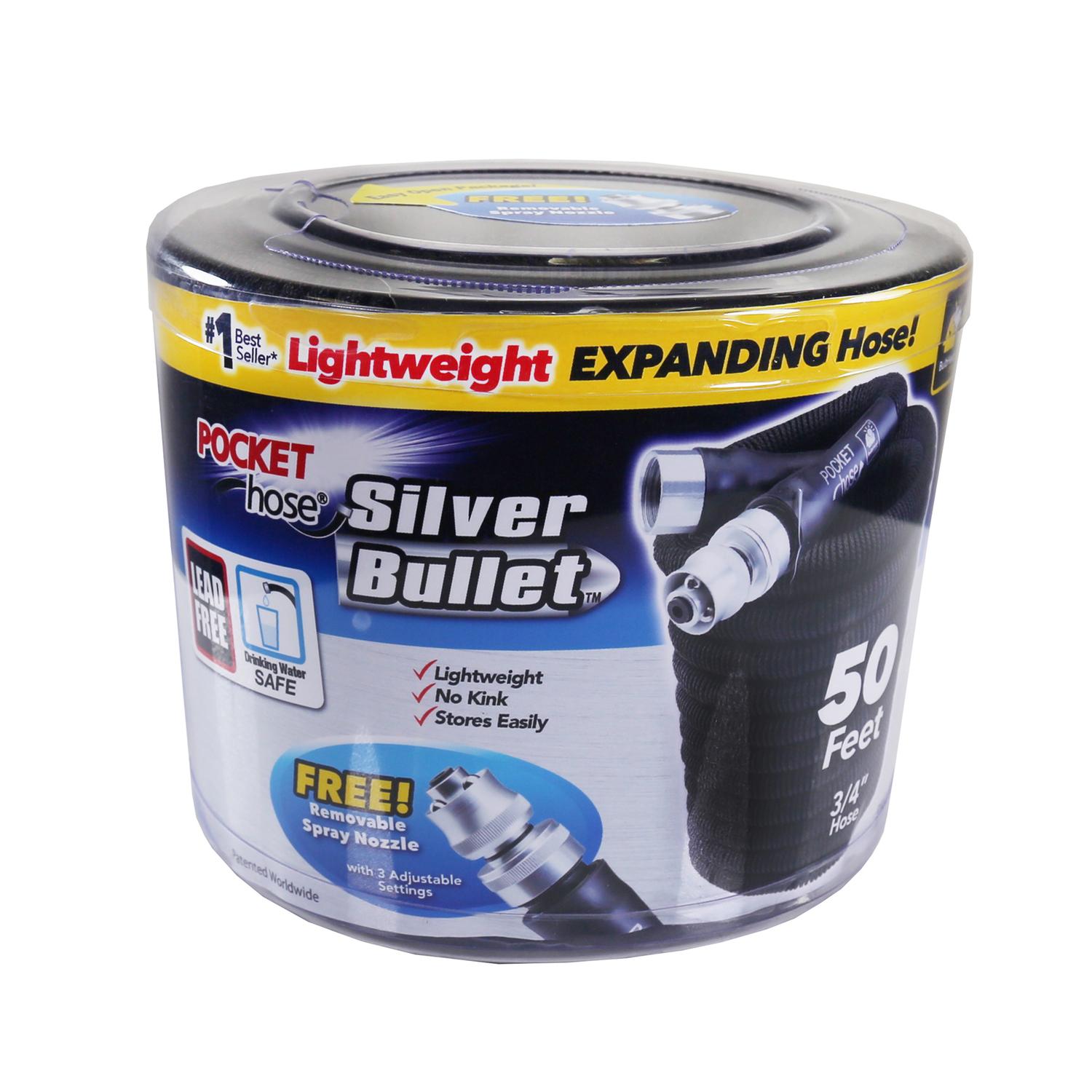 Photos - Garden Hose Pocket Hose Silver Bullet 3/4 in. D X 50 ft. L Light Duty Expandable Lightweight  13397-6