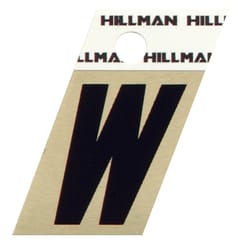 HILLMAN 1.5 in. Black Aluminium Self-Adhesive Letter W 1 pc