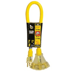 Yellow Jacket Outdoor 2 ft. L Yellow Triple Outlet Cord 12/3 SJTW