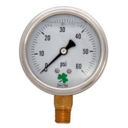 Zenport 2.5 in. ABS Plastic Glycerin Filled Pressure Gauge 60 psi