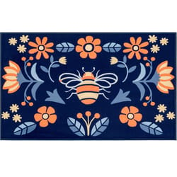 Olivia's Home 22 in. W X 32 in. L Multi-Color Spring Bees on Navy Polyester Accent Rug