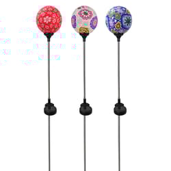 Alpine Multicolored Glass/Metal 34 in. H X 4 in. L X 4 in. W Soft Clay Ball Outdoor Garden Stake