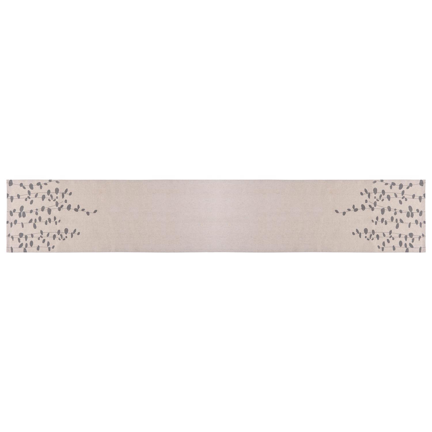 Karma Gifts Gray/White Eucalyptus Cotton Tablecloth 14 in. L X 90 in. W Sansujyuku sansujyuku.com