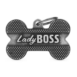 MyFamily Bronx Silver Bone Lady Boss Metal Dog Pet Tags X-Large