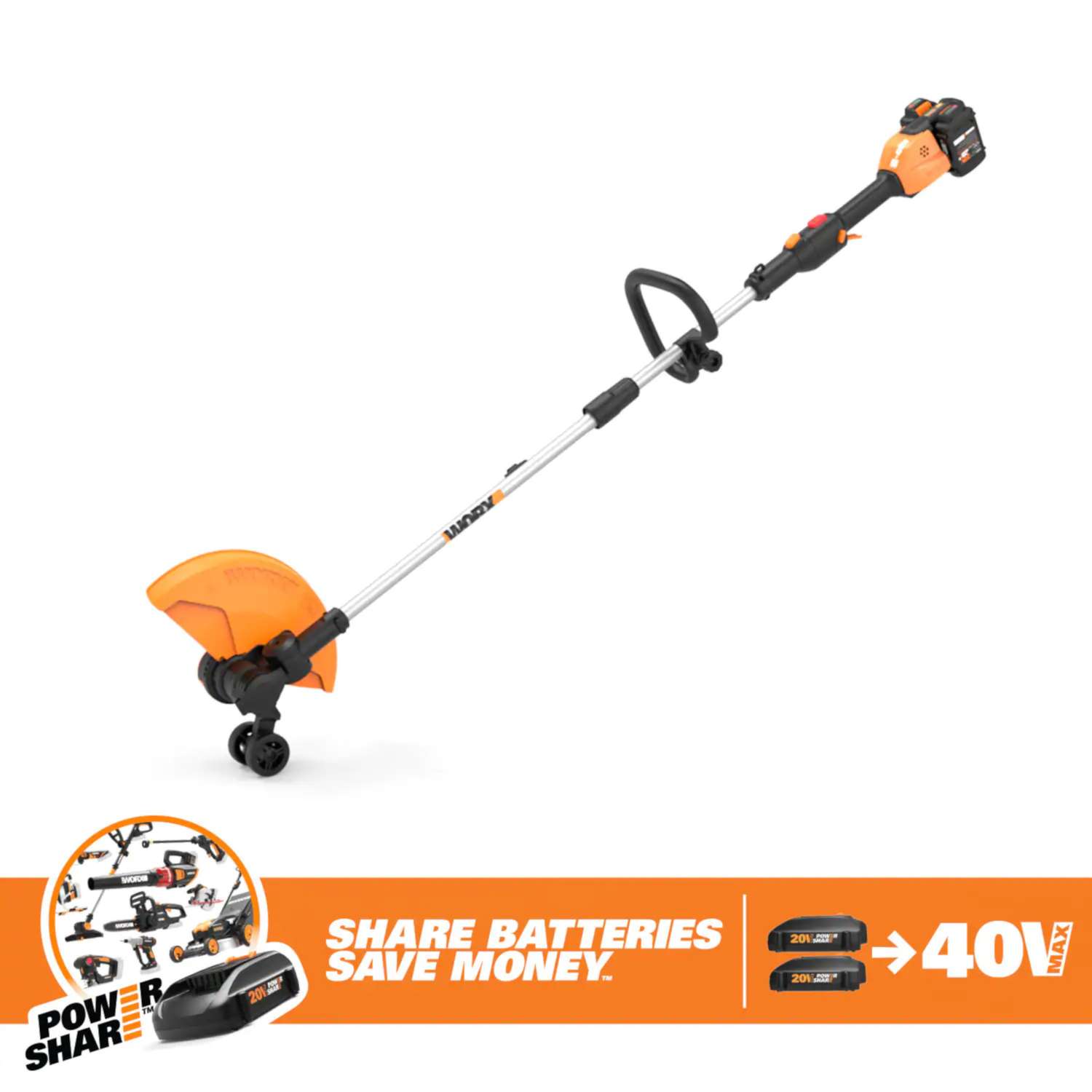 Worx WG184 13 in. 40 V Battery Edger Trimmer Kit Battery