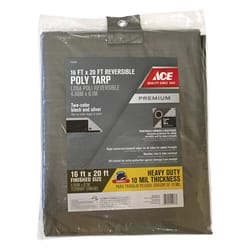 Ace 16 ft. W X 20 ft. L Heavy Duty Polyethylene Tarp Black/Silver