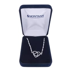 Montana Silversmiths Women's Double Open Heart Silver Necklace Water Resistant