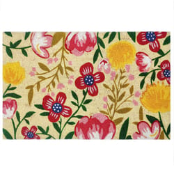 First Concept 18 in. W X 30 in. L Multicolored Flowers Coir Door Mat
