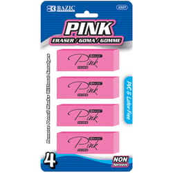 Bazic Products Pink Pencil Erase Wedge 4 pk