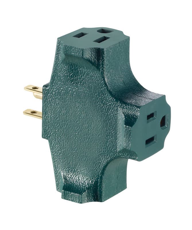 Leviton Grounded 3 outlets Adapter 1 pk - 00694-0GR - Power and Electrical Supplies  sku 00694-0GR
