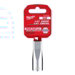 Milwaukee 1/2 in. S X 1/4 in. drive S SAE 6 Point Deep Socket 1 pc