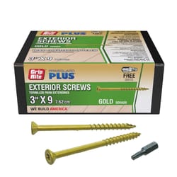 Grip-Rite PrimeGuard Plus No. 9 wire X 3 in. L Gold Star Flat Head Deck Screws 1 lb