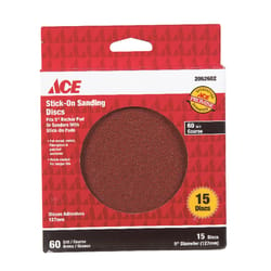 Ace 5 in. Aluminum Oxide Adhesive Sanding Disc 60 Grit Coarse 15 pk