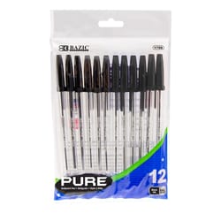 Bazic Products Pure Black Ball Point Pen 12 pk