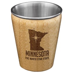 Totally Bamboo 2 oz Brown/Silver Stainless Steel/Wood Minnesota Shot Glass