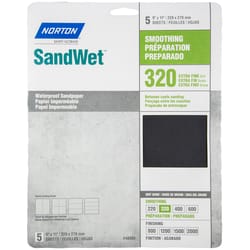 Norton SandWet 11 in. L X 9 in. W 320 Grit Aluminum Oxide Waterproof Sandpaper 5 pk