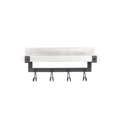 Spectrum 4.5 in. H X 9 in. L White Wash/ Industrial Gray Steel/Wood Wall Mount Hook Station