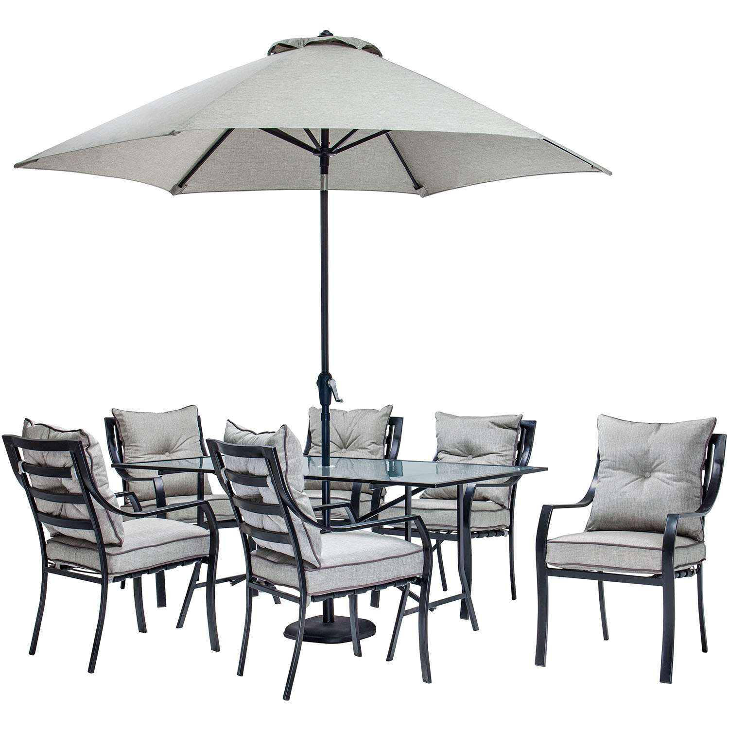 Hanover Lavallette 7 pc Black Transitional Dining Set Gray Ace Hardware
