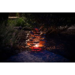 Desert Steel 15 in. Metal Pine Cone Luminary Brown Lantern