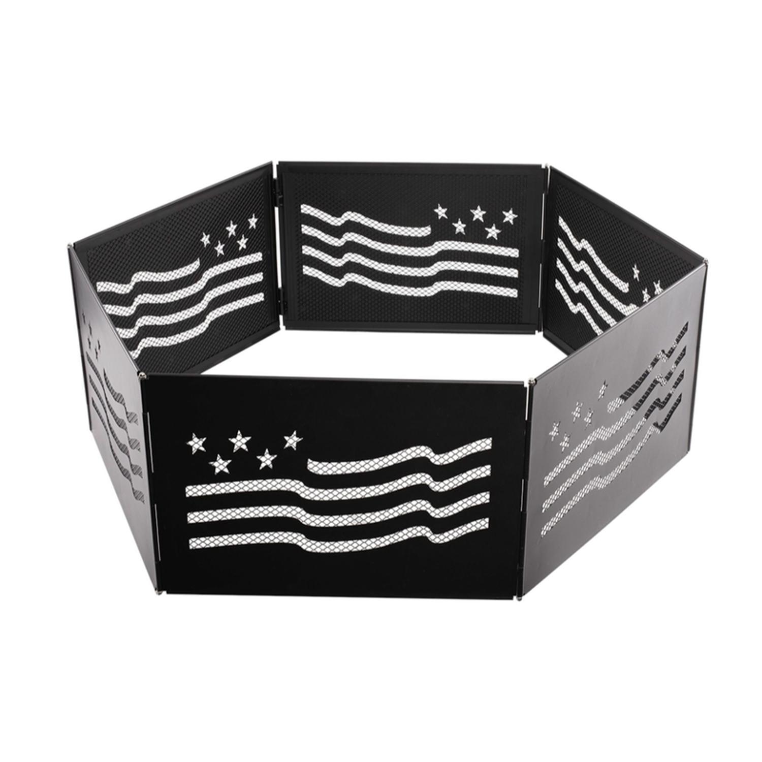 Blue Sky Outdoor Living 12 in. H X 36 in. W Steel Hexagon Stars and Stripes Fire Ring For Wood Sansujyuku sansujyuku.com