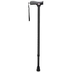 Carex Health Brands Black Soft-Grip Walking Cane w/Strap Aluminum/Plastic 40 in. H X 5.2 in. L