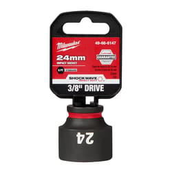 Milwaukee Shockwave 24 mm X 3/8 in. drive Metric/SAE 6 Point Standard Impact Socket 1 pc