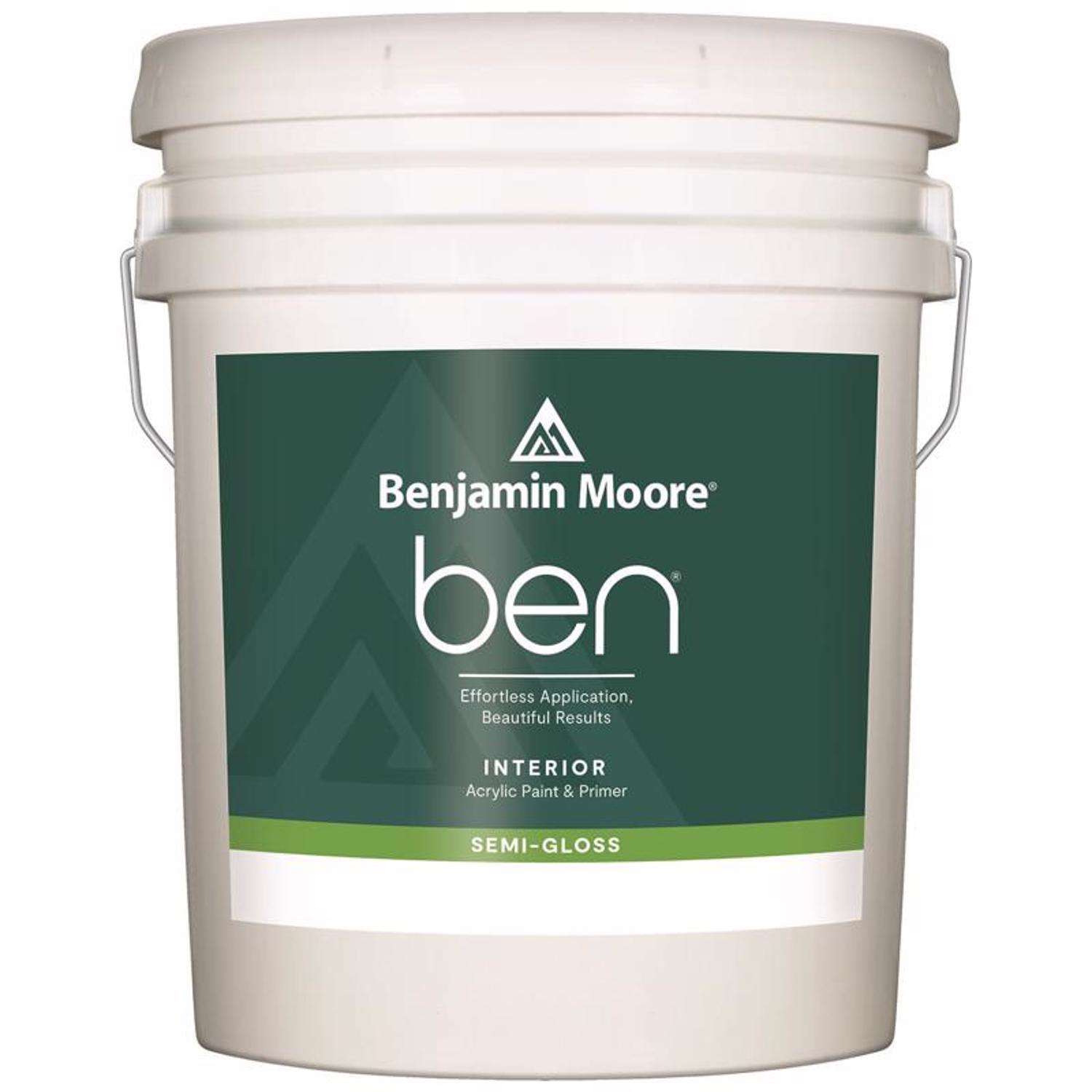 Benjamin Moore Ben SemiGloss White Paint and Primer Interior 5 gal