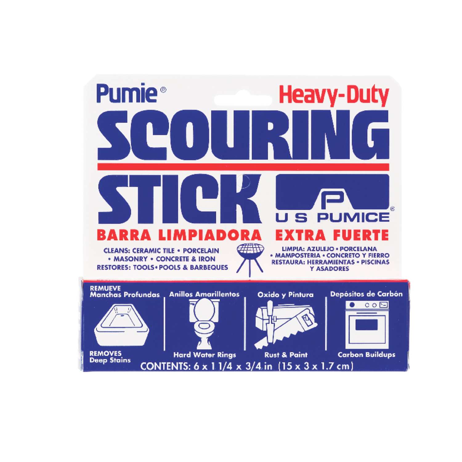 US Pumice Pumie Heavy Duty Scouring Stick For Bath/Toilet 6 in. L