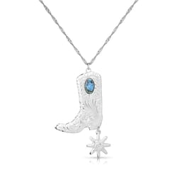 Montana Silversmiths Women's Chiseled Boots and Spurs Turquoise Silver Necklace Water Resistant