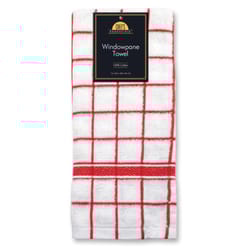 Kane Home Red/White Cotton Two Toned Windowpane Kitchen Towel 1 pk
