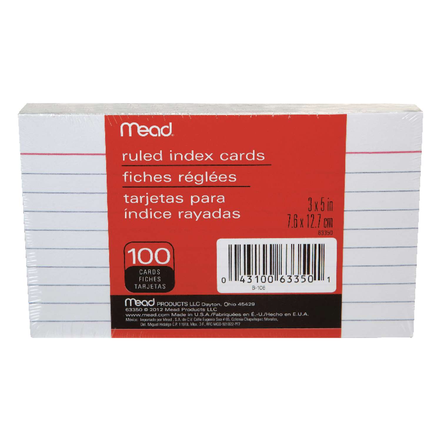 Mead 5 In W X 3 In L Ruled Index Cards 100 Ct Ace Hardware