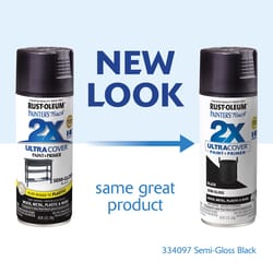 Rust-Oleum Painter's Touch 2X Ultra Cover Semi-Gloss Black Paint+Primer Spray Paint 12 oz